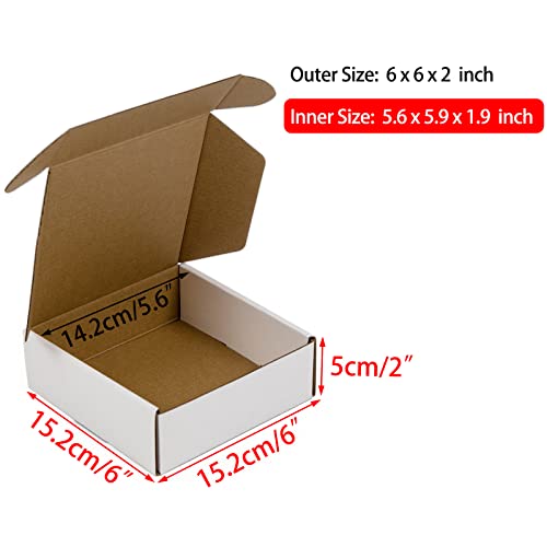 Sodissa 6x6x2 Inches Shipping Boxes Pack of 25, White Corrugated Cardboard Boxes for Small Bussiness - Image 2