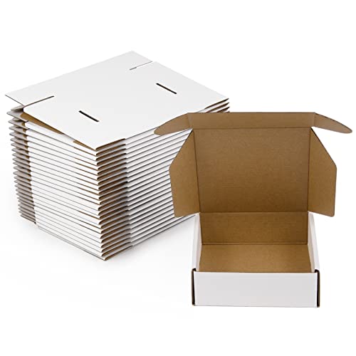 Sodissa 6x6x2 Inches Shipping Boxes Pack of 25, White Corrugated Cardboard Boxes for Small Bussiness - Image 1