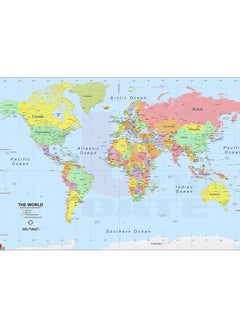 A colorful world map hanging on the wall from Up to Date Egypt, A3 size world map with luxurious printing, with a layer against water and dust, made of high-quality glossy paper, printed by Up to Date