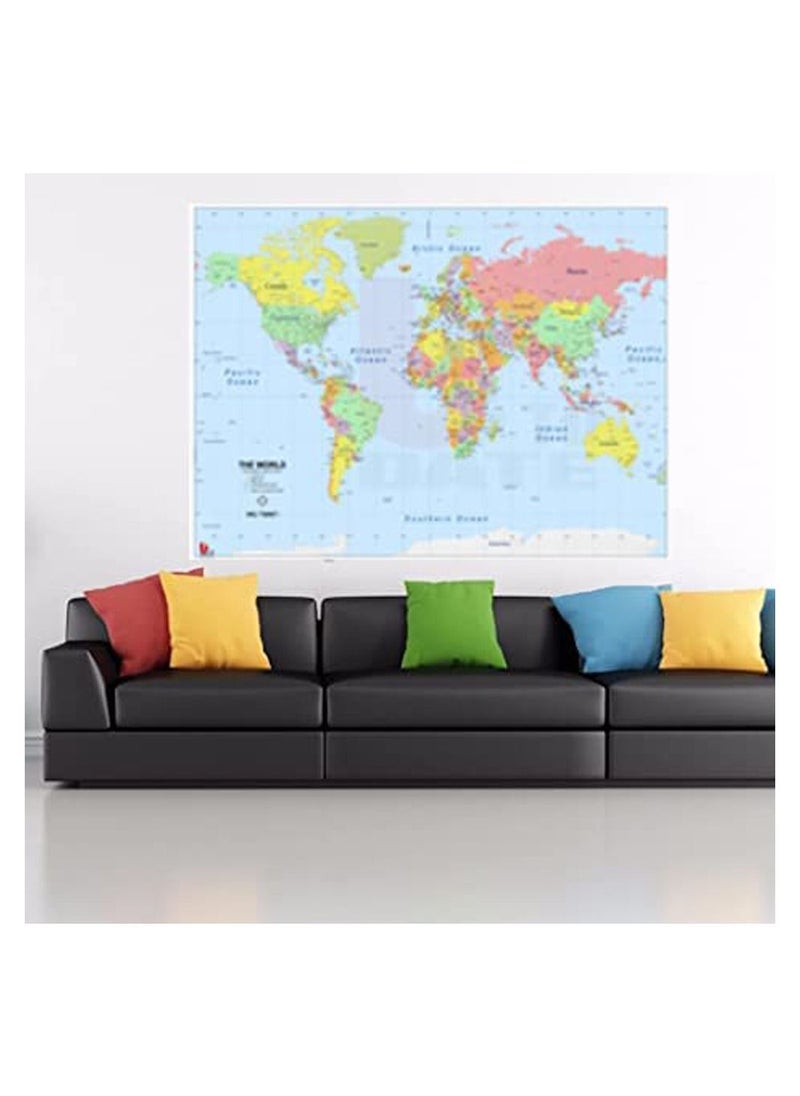 null - A colorful world map hanging on the wall from Up to Date Egypt, A3 size world map with luxurious printing, with a layer against water and dust, made of high-quality glossy paper, printed by Up to Date - Image 1