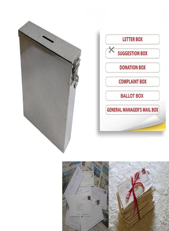 GinoSet® Stainless Steel Slim All in 1 Multipurpose Letter/Suggestion Box/Complaint/Donation Box Use Table Top or Wall Mount - Image 2