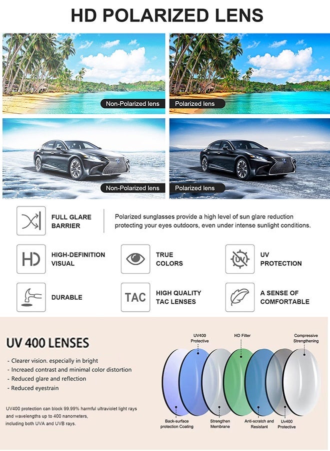 AZorb Retro Square Sunglasses Women Men - Aviator 70s Style Sun Glassess Designer Men's Sunglass Designer for Womens Mens Sun Glasses Vintage Ladies Eye Glasses UV400 Protection Shades - Image 4