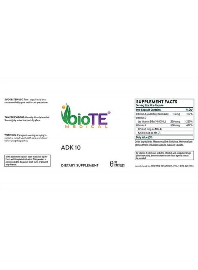 bioTE Bio TE ADK 10 - New Formula, 90 Capsules - Image 2