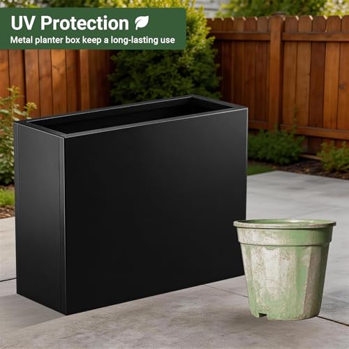 Toriexon Metal Planter Box 30” x 12” x 24”, Heavy Duty Tall Rectangle Planter Box with with Drainage Holes & Rust-Proof Coating, Modern Outdoor/Indoor Black Planter Box for Porch, Garden, Patio, Yard - Image 3