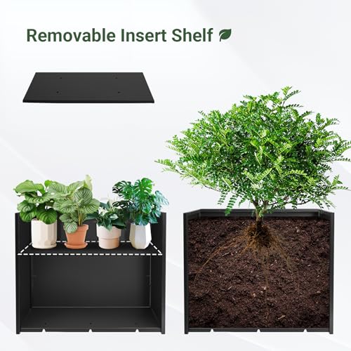 Toriexon Metal Planter Box 30” x 12” x 24”, Heavy Duty Tall Rectangle Planter Box with with Drainage Holes & Rust-Proof Coating, Modern Outdoor/Indoor Black Planter Box for Porch, Garden, Patio, Yard - Image 4