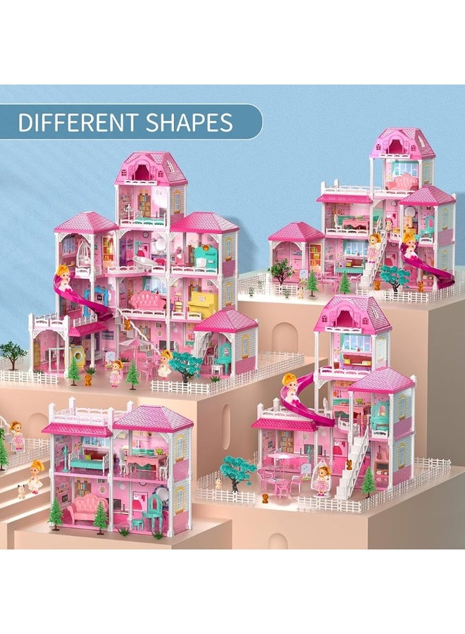 TEMI Doll House Girls Toys - 4-Story 12 Rooms Playhouse with 2 Dolls Toy Figures, Fully Furnished Fashion Dollhouse, Pretend Playhouse with Accessories, Gift Toy for Kids Ages 3 4 5 6 7 8+ - Image 5