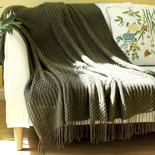 Blagic Knitted Throw Blanket for Couch, Bed and Sofa. Super Soft Blanket with Tassels, Dark Green Throw Blanket, 50 x 60 Inches Lightweight & Cosy Home Decor - Image 5