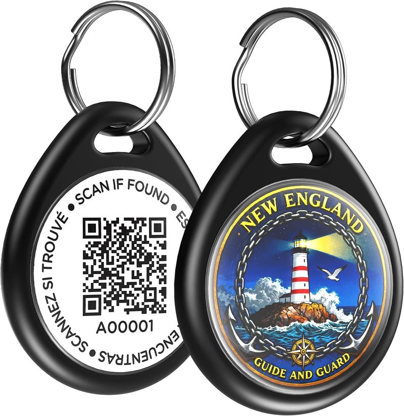 ILFINDYOU Dog Tags Personalized for Pets, Lighthouse Pattern QR Code Dog Name Tags for Pet Collar, Online Profile, Scan Location Alerts, (Black Lighthouse) - Image 1