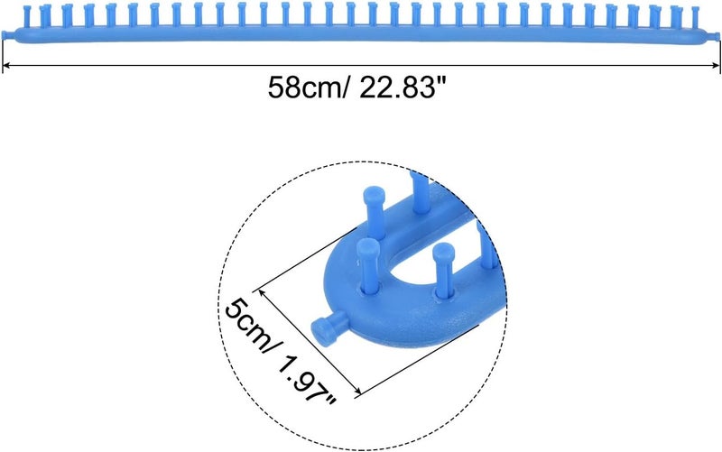 PATIKIL PATIKIL 62 Hooks 58cm Knitting Loom Machines Kit Plastic Darning Weave Tool with Accessories for Scarf Sweater Shawl Blankets Mending Weaving Stitching Blue - Image 2