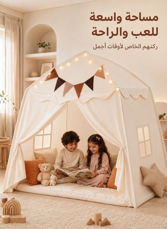 سعيد خيمة لعب كبيرة جدًا للأطفال مع أعلام وأضواء نجوم - خيمة لعب قابلة للطي محمولة للأولاد والبنات للاستخدام الداخلي والخارجي - Image 3
