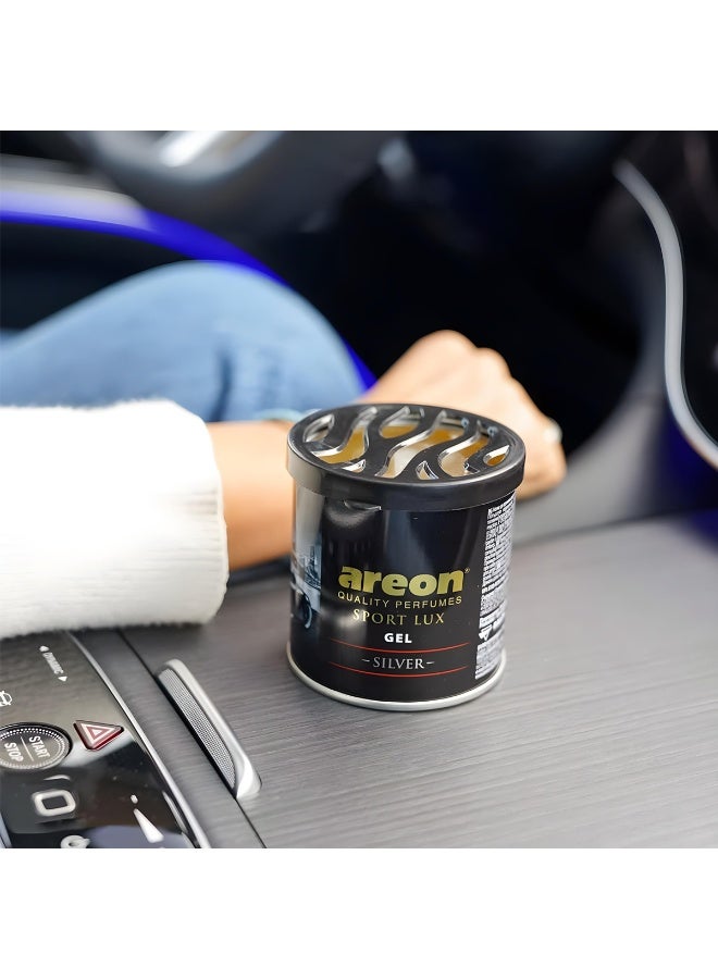 Areon Sport LUX Gel Car Air Freshener Silver Scent, 80g Adjustable Strength Long Lasting Auto Perfume Can, All Weather, Odor Eliminator, Strong Fragrance for Smoke Food Pet Odor Removal, All Weather Performance Gel Freshener - Image 4