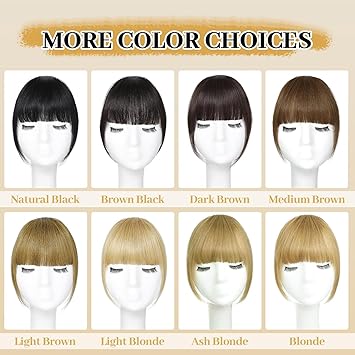 Alaleibaby Clip In Fringe Bangs Medium Brown 100 Real Human Hair Bangs Clip in Hair Extensions Natural curved French bangs With Temples Short Hairpieces Natural Curved French Bangs - Image 5