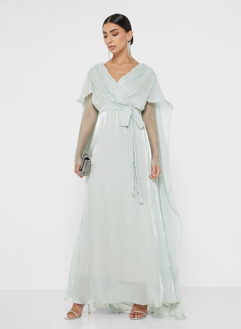 Namshi x Exaggerated Cape Gown With Shimmer Sleeves - Image 1