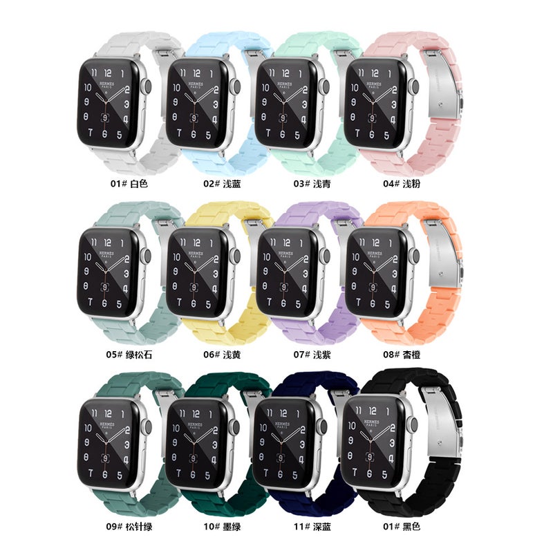 Suitable For Apple Resin Three Strains Watch Band Apple Watch8/7/Se/6/5/43 Candy Color Plastic Watch Band - Image 4