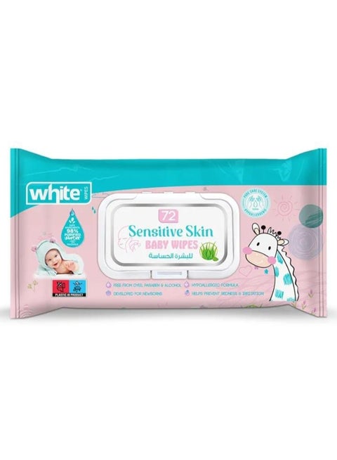 Baby wipes with a soft and gentle formula 72 pieces, ideal for sensitive skin