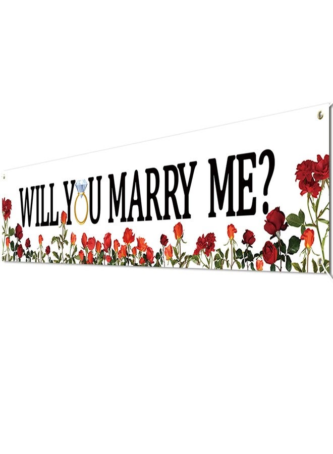 Letjolt Proposal Banner Will You Marry Me Flower Banner Propose Decorations Supplies for Marriage Signs Valentine's Day Spring Engagement Outdoor Party Backdrop Decorations 6Ft - Image 1