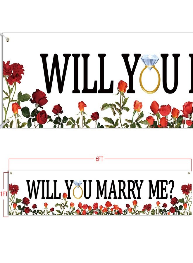 Letjolt Proposal Banner Will You Marry Me Flower Banner Propose Decorations Supplies for Marriage Signs Valentine's Day Spring Engagement Outdoor Party Backdrop Decorations 6Ft - Image 2