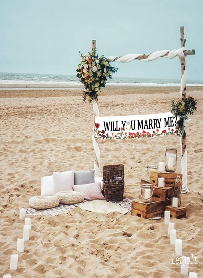 Letjolt Proposal Banner Will You Marry Me Flower Banner Propose Decorations Supplies for Marriage Signs Valentine's Day Spring Engagement Outdoor Party Backdrop Decorations 6Ft - Image 3