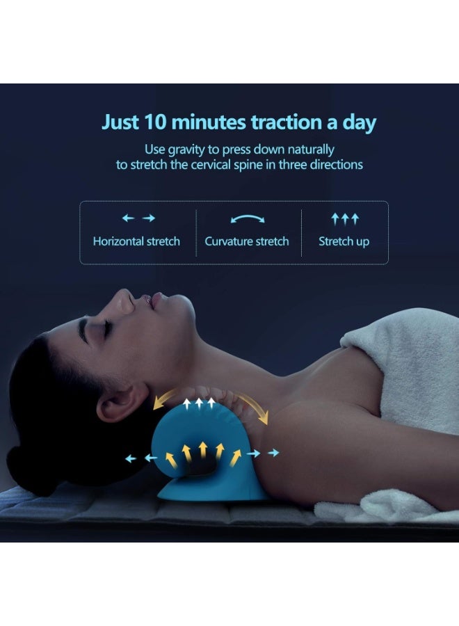 Neck Stretcher for Neck Pain Relief, Neck and Shoulder Relaxer Cervical Traction Device Pillow for TMJ Pain Relief and Muscle Relax, Cervical Spine Alignment Chiropractic Pillow (Blue)  - Image 3