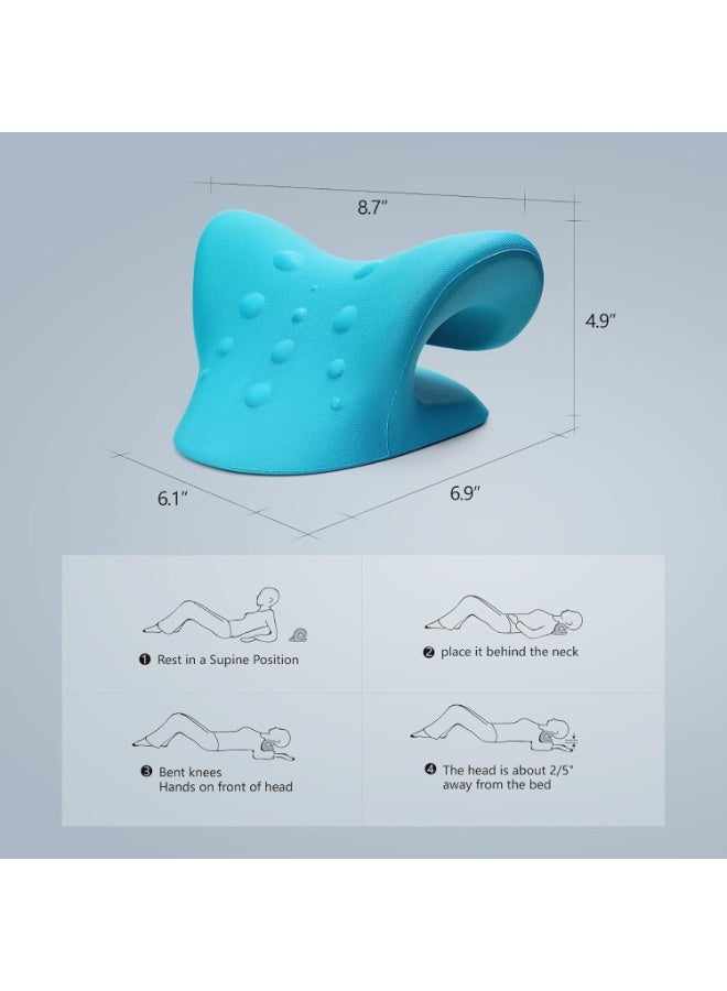 Neck Stretcher for Neck Pain Relief, Neck and Shoulder Relaxer Cervical Traction Device Pillow for TMJ Pain Relief and Muscle Relax, Cervical Spine Alignment Chiropractic Pillow (Blue)  - Image 5