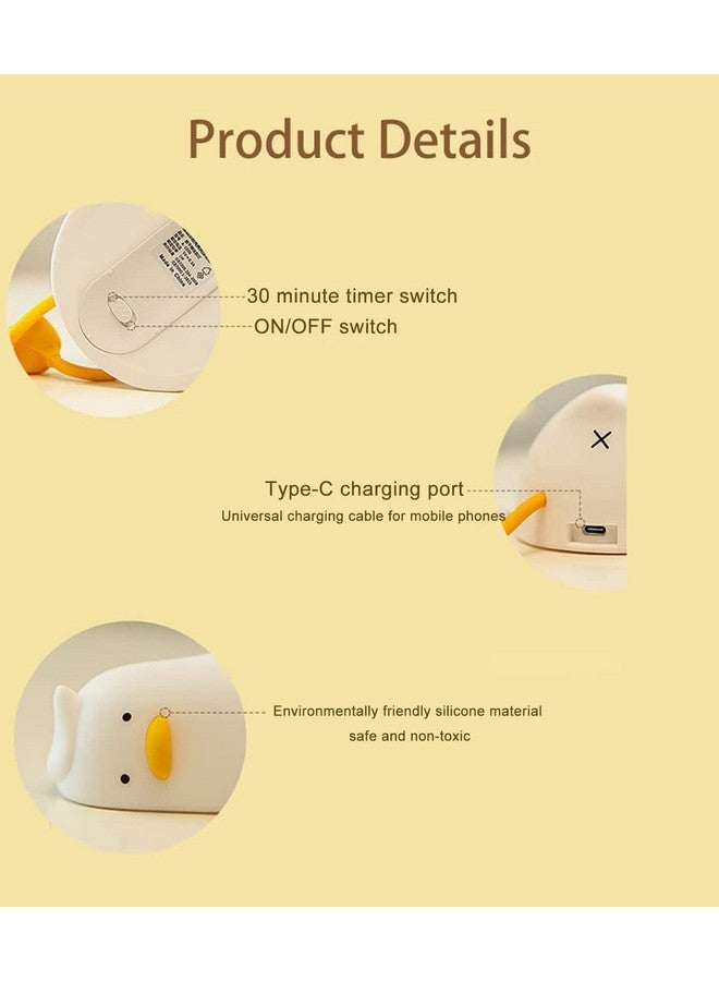 ZENDURE ضوء الليل على شكل بطة زيندور LED، بطة مضيئة لطيفة، ضوء ليلي سيليكون قابل للتعتيم، مصباح لمسة قابل لإعادة الشحن بجانب السرير للرضاعة الطبيعية للأطفال، ديكور غرفة الأطفال هدية - Image 2