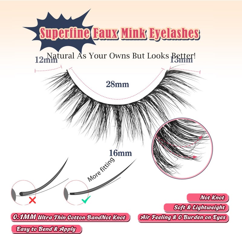 Siligli False Lashes Wispy Eyelashes Natural Look 15MM Fake Eyelashes 0.1MM Thin Band Strip Lashes Lightweight False Eyelash 3D Volume Fluffy Eye Lash C Curl Soft Siligli 7 Pair - Image 2