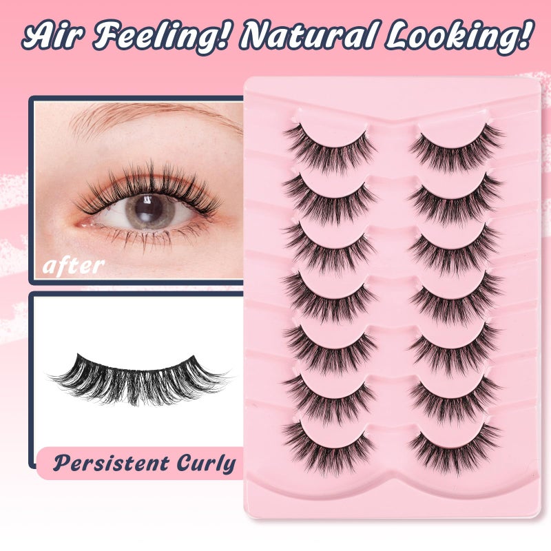 Siligli False Lashes Wispy Eyelashes Natural Look 15MM Fake Eyelashes 0.1MM Thin Band Strip Lashes Lightweight False Eyelash 3D Volume Fluffy Eye Lash C Curl Soft Siligli 7 Pair - Image 4