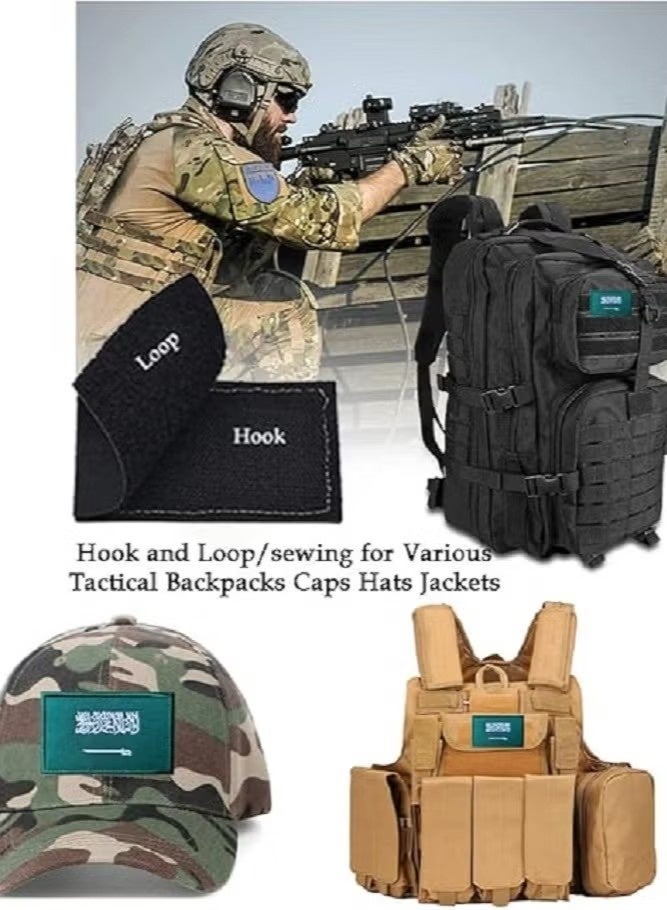 2pcs Saudi Arabia Flag Patch Saudi Arabia Flag Embroidery Patch and Saudi Arabia Emblem with Cloth Tape, Compatible with Tactical Bags, Jackets, Clothing, Backpacks, Army Patch - Image 5