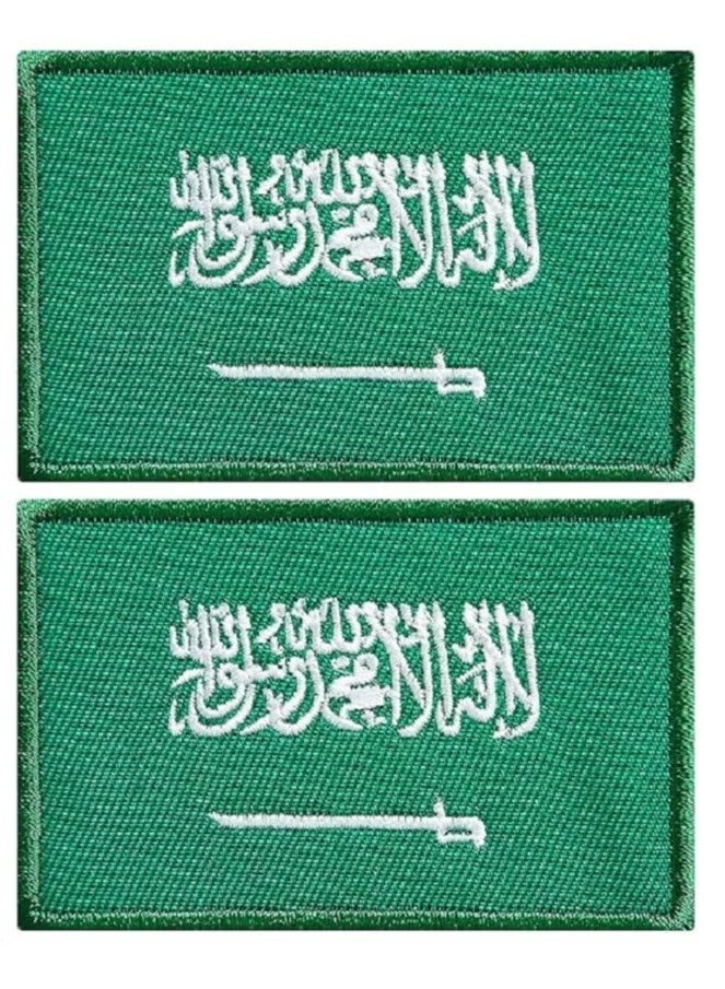 2pcs Saudi Arabia Flag Patch Saudi Arabia Flag Embroidery Patch and Saudi Arabia Emblem with Cloth Tape, Compatible with Tactical Bags, Jackets, Clothing, Backpacks, Army Patch - Image 2