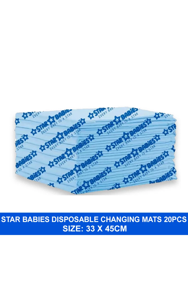 ستار بيبيز Star Babies - Disposable Changing Mats - Blue - 33x45 cm - 20 Pcs