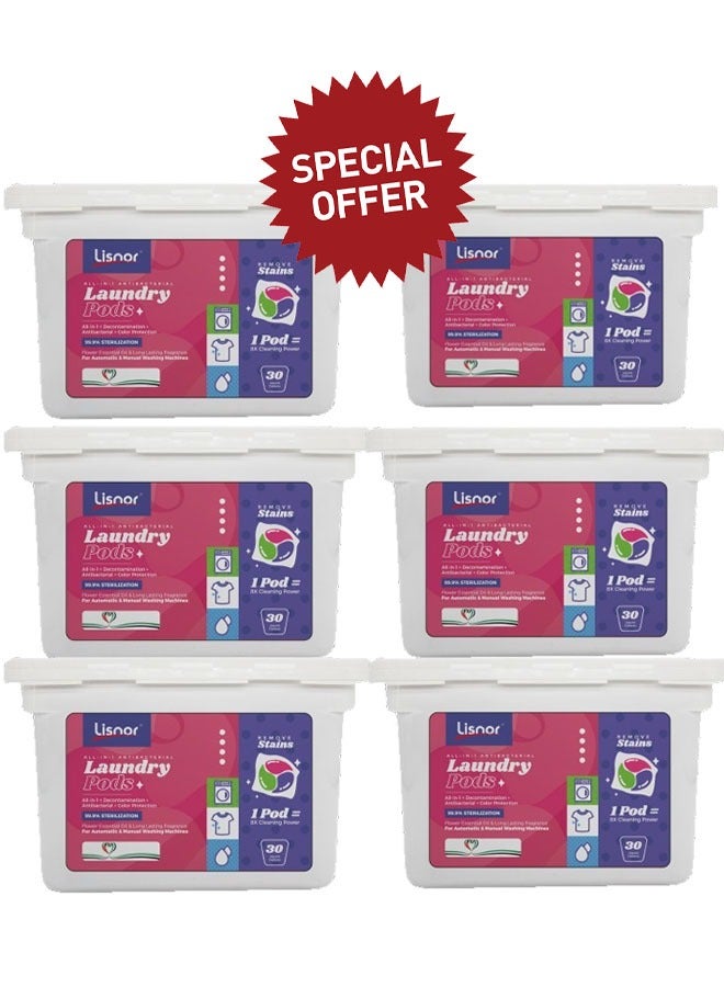 Lisnor Set Of 6 Lisnor All In 1 Pods Washing Liquid Capsules With Touch Of Freshness Downy 15 Count - Image 2