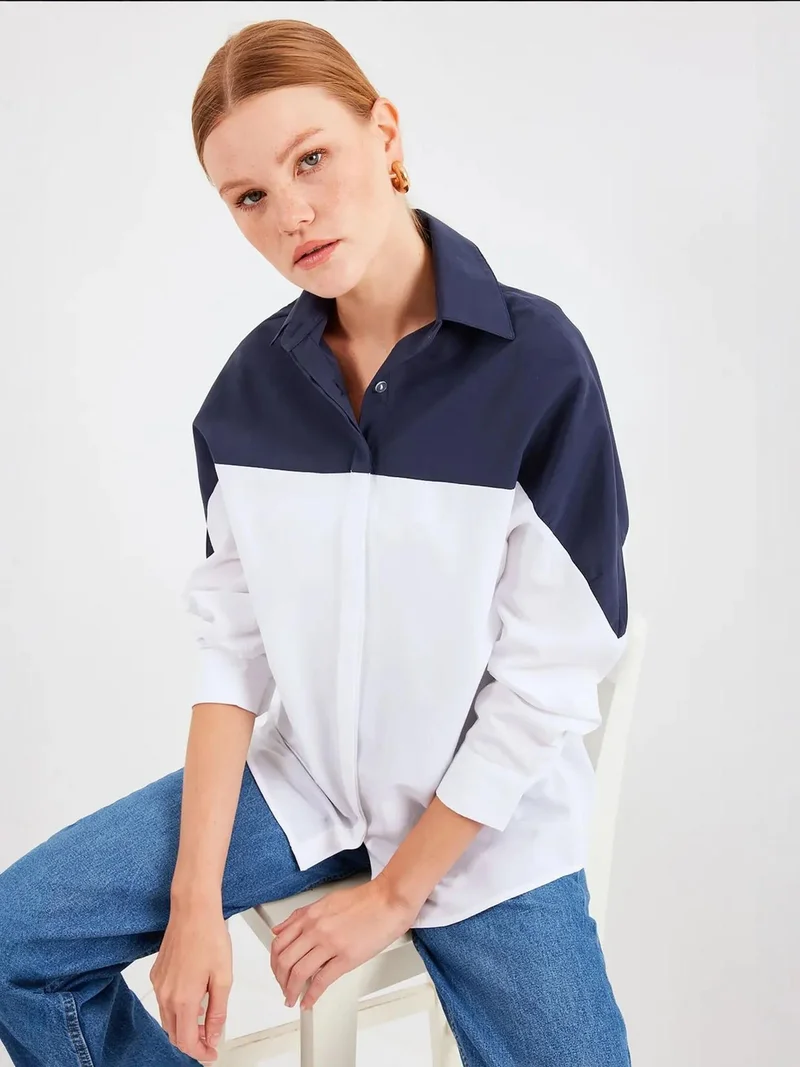 BIG DART BDART Oversized Color Blocked Poplin Shirt