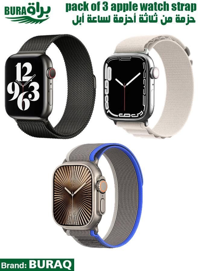 BURAQ Apple Watch Band Strap For Apple Watch Ultra 2/Ultra 49mm, Series 10 46mm, 9/8/7 45mm, SE2/SE/6/5/4 44mm, 3/2/1 42mm