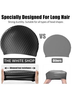 ShebSheb 2 Pack Swimming Bubble Cap For Men Women, Long Hair Swim Cap Silicone Swim Cap For Swimming Pool  - Image 5