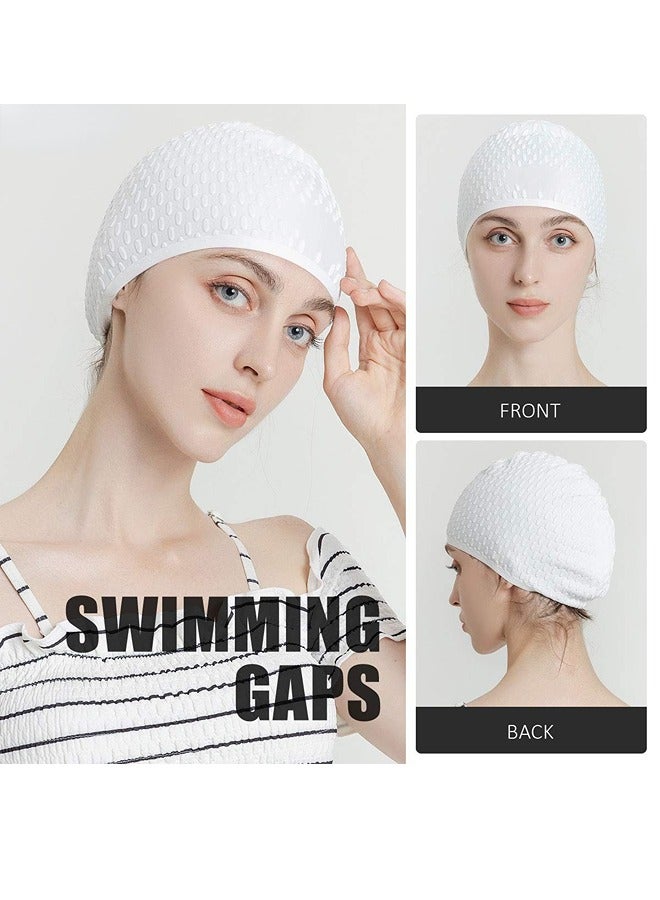 2 Pack Swimming Bubble Cap For Men Women, Long Hair Swim Cap Silicone Swim Cap For Swimming Pool
