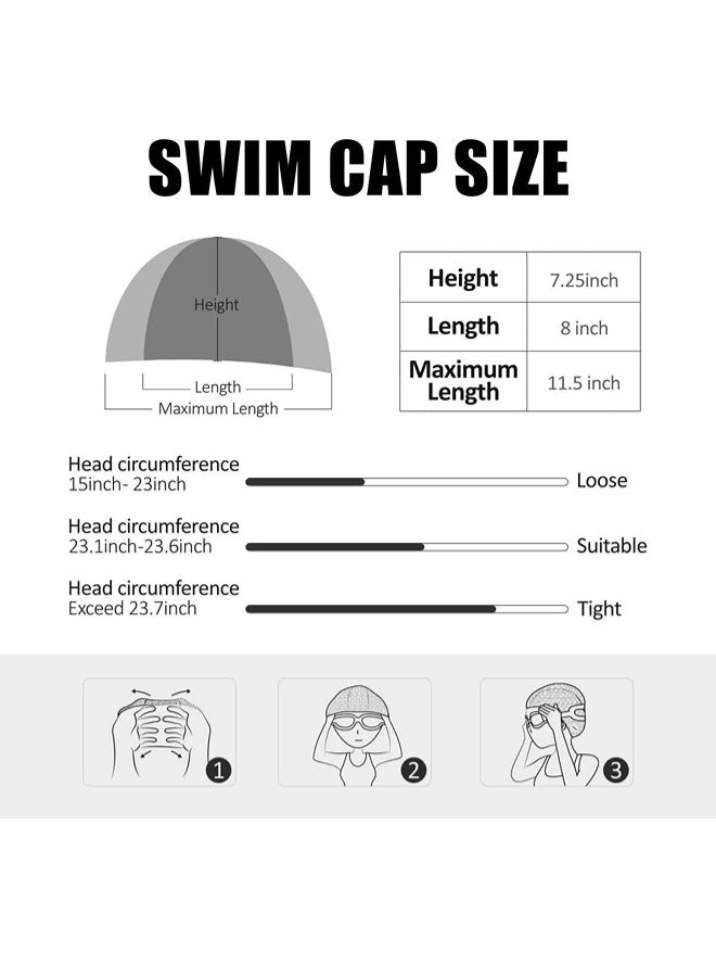 2 Pack Swimming Bubble Cap For Men Women, Long Hair Swim Cap Silicone Swim Cap For Swimming Pool