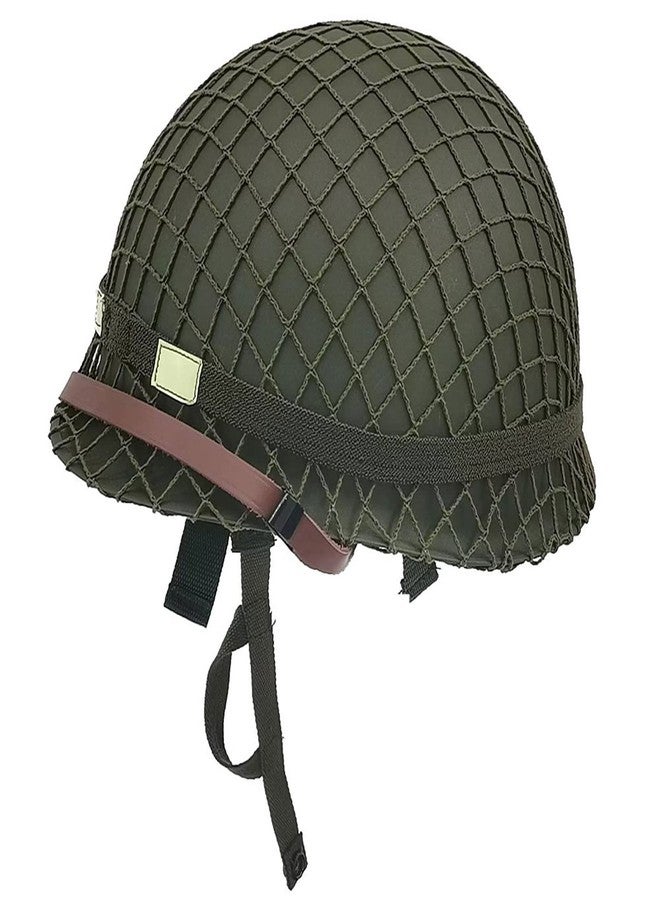 WXKHV WW2 US Army M1 Steel Military Helmet Replica, WW2 Gear, WW2 Uniform, Vietnam War Helmet with Net Cover Chin Strap Cat Eye Band - Image 1