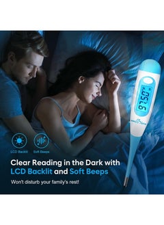 Easy@Home Digital Basal Thermometer with Blue Backlight LCD Display, 1/100th Degree High Precision and Memory Recall, NOT Bluetooth Enabled, Upgraded EBT-100B(Blue)  - Image 4