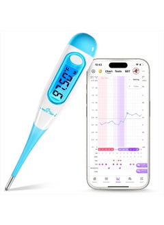 Easy@Home Digital Basal Thermometer with Blue Backlight LCD Display, 1/100th Degree High Precision and Memory Recall, NOT Bluetooth Enabled, Upgraded EBT-100B(Blue)  - Image 1