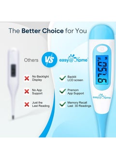 Easy@Home Digital Basal Thermometer with Blue Backlight LCD Display, 1/100th Degree High Precision and Memory Recall, NOT Bluetooth Enabled, Upgraded EBT-100B(Blue)  - Image 3