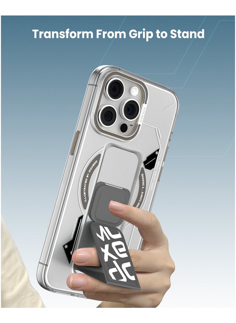Moxedo Moxedo Magnetic Protective Case Scratch Resistant Drop Protection with Built-in Extendable Grip Stand Compatible for iPhone 13 Pro Max 6.7 inch - Grey  - Image 4