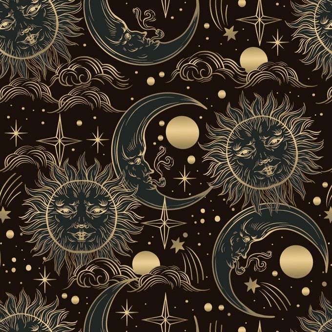 CELESTIAL WALLPAPER 173 X 118 GOTHIC PEEL AND STICK WALLPAPER DARK BROWN AND YELLOW CONTACT PAPER SUNMOONSTAR WALLPAPER SELF ADHESIVE VINTAGE NIGHT SKY WALLPAPER FOR BATHROOM BEDROOM