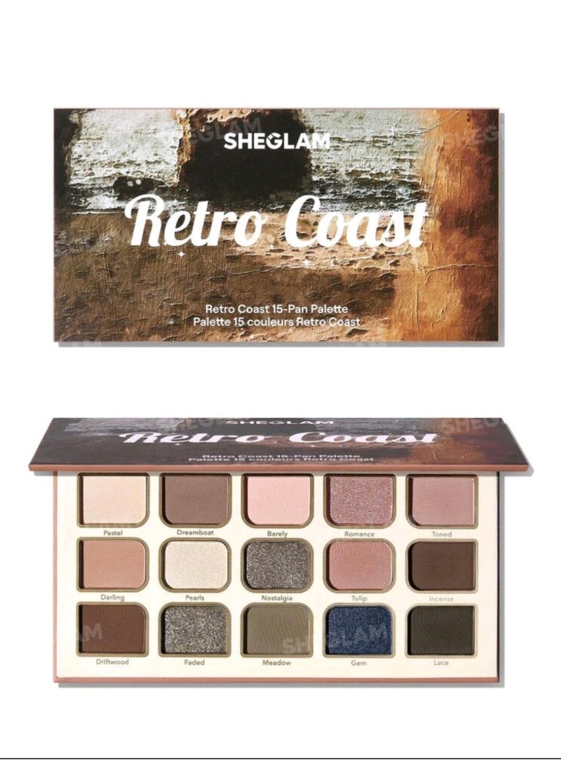 SHEGLAM 15-Pan Palette Brand Beauty Makeup Face Paint Cosmetic For Women Girls Perfect For Spring Summer Ideal For Y2K Fancy Fashion Suitable For Birthday Mother'S Day Gift Rave Party Ready Best Color Retro Coast - Image 5