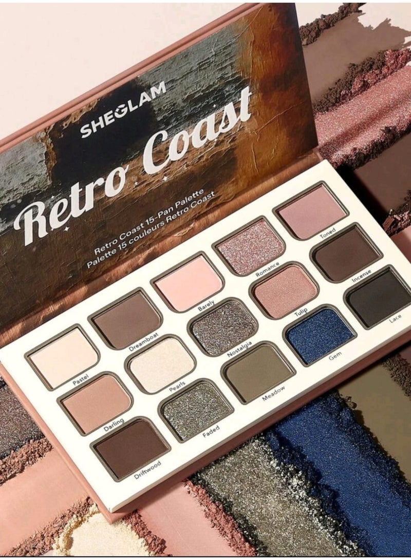 SHEGLAM 15-Pan Palette Brand Beauty Makeup Face Paint Cosmetic For Women Girls Perfect For Spring Summer Ideal For Y2K Fancy Fashion Suitable For Birthday Mother'S Day Gift Rave Party Ready Best Color Retro Coast - Image 1