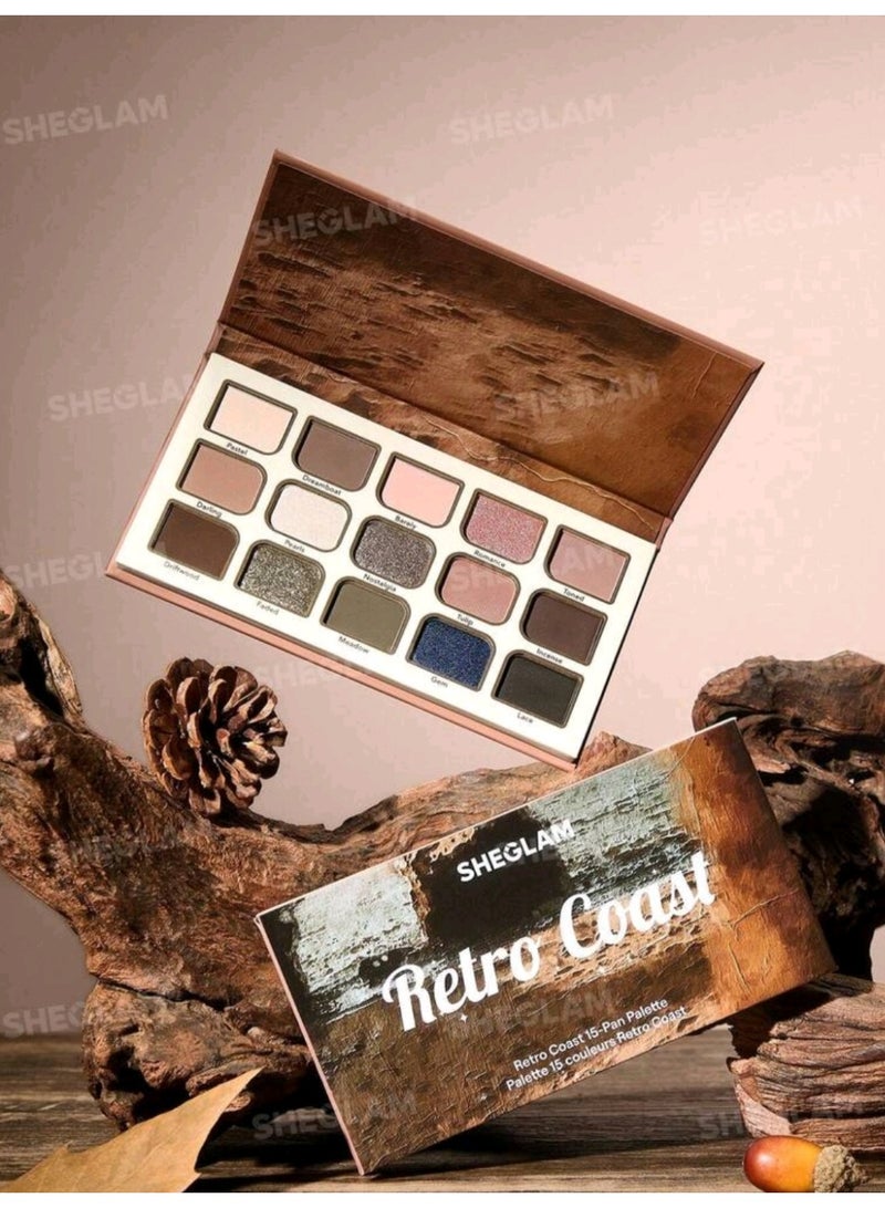 SHEGLAM 15-Pan Palette Brand Beauty Makeup Face Paint Cosmetic For Women Girls Perfect For Spring Summer Ideal For Y2K Fancy Fashion Suitable For Birthday Mother'S Day Gift Rave Party Ready Best Color Retro Coast - Image 4