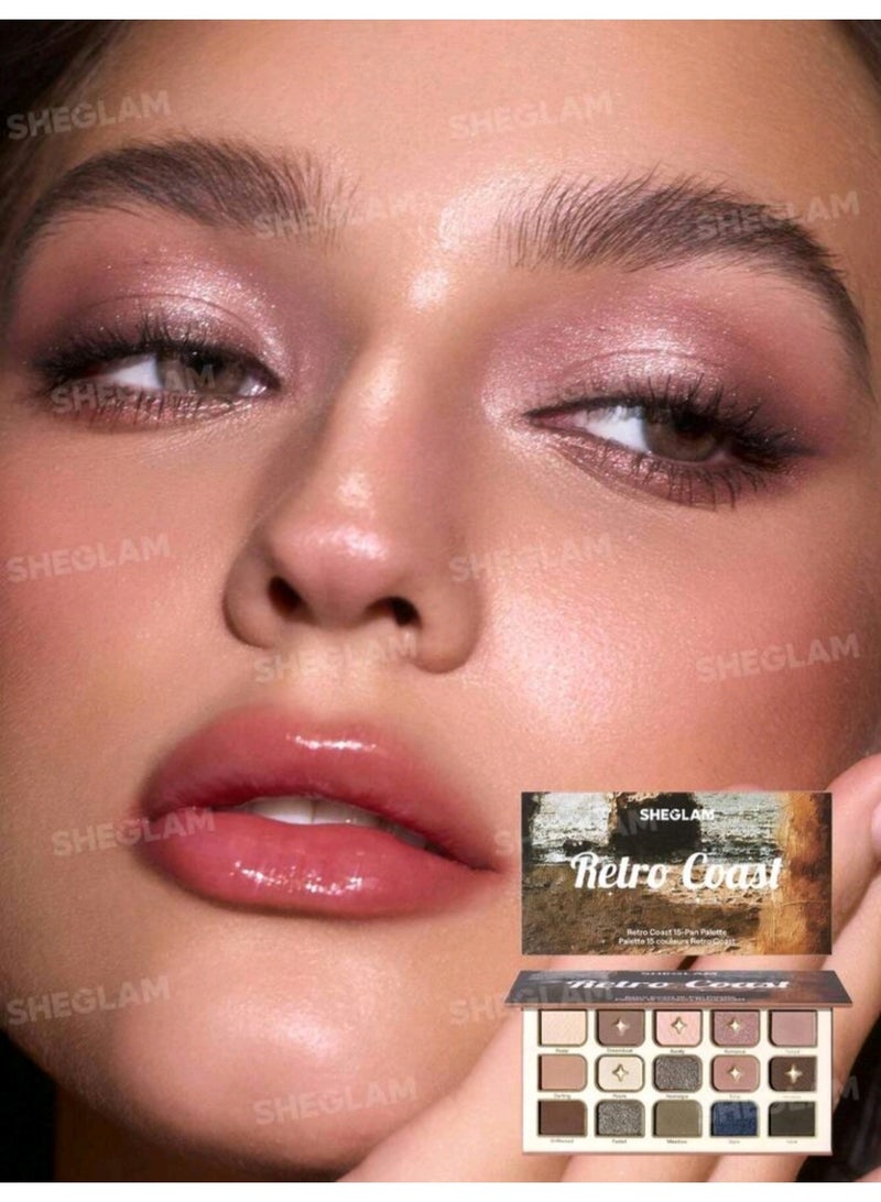 SHEGLAM 15-Pan Palette Brand Beauty Makeup Face Paint Cosmetic For Women Girls Perfect For Spring Summer Ideal For Y2K Fancy Fashion Suitable For Birthday Mother'S Day Gift Rave Party Ready Best Color Retro Coast - Image 3