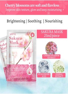 APPTI 5 Pcs Refreshing Hydrating Firming Plant Mask Sakura  - Image 2