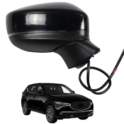 Liizoo Side Mirror for MAZDA CX-5 2017-2022 Car Door Mirror Fits for MAZDA CX-5 2017-2022 Right Passenger Side | Power |Lamp|BSM |MA1321198| BLACK (RH)-6 Wires - Image 1