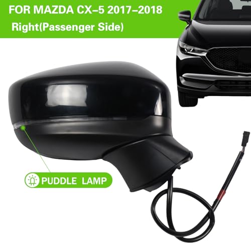 Liizoo Side Mirror for MAZDA CX-5 2017-2022 Car Door Mirror Fits for MAZDA CX-5 2017-2022 Right Passenger Side | Power |Lamp|BSM |MA1321198| BLACK (RH)-6 Wires - Image 2