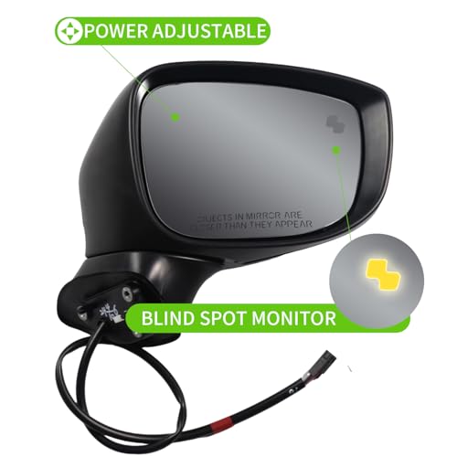 Liizoo Side Mirror for MAZDA CX-5 2017-2022 Car Door Mirror Fits for MAZDA CX-5 2017-2022 Right Passenger Side | Power |Lamp|BSM |MA1321198| BLACK (RH)-6 Wires - Image 3